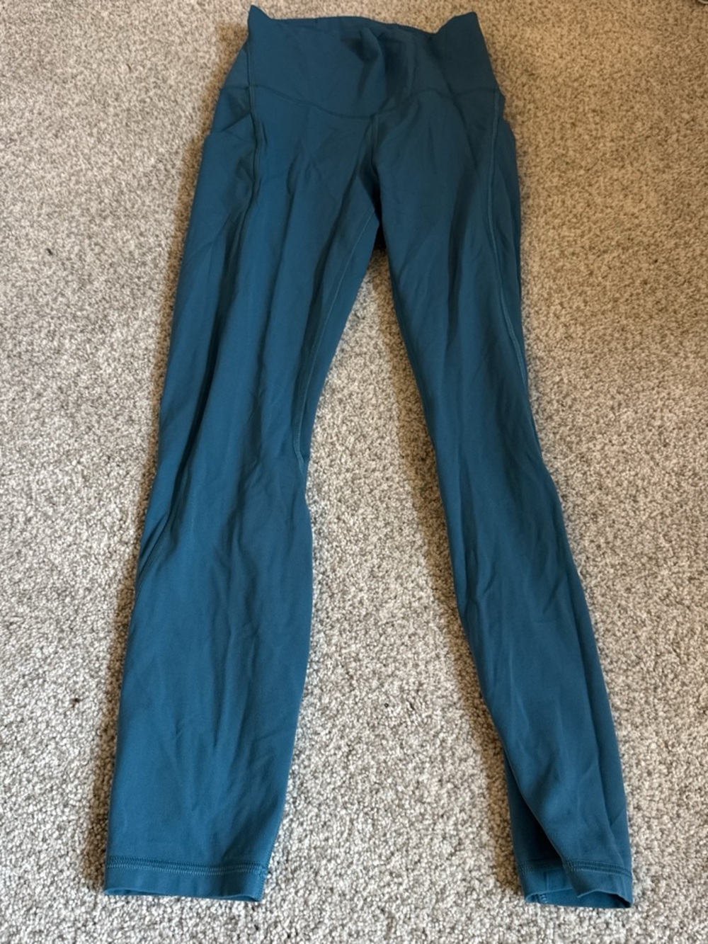 Lulu Teal High-Waist Yoga Leggings